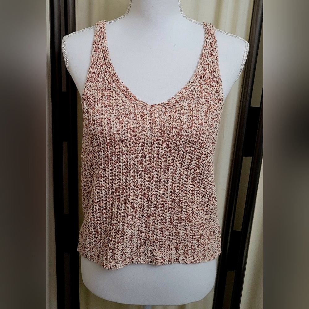 Harper Heritage Women's Knit Tank Top - White, Brown & Cream | Size Medium